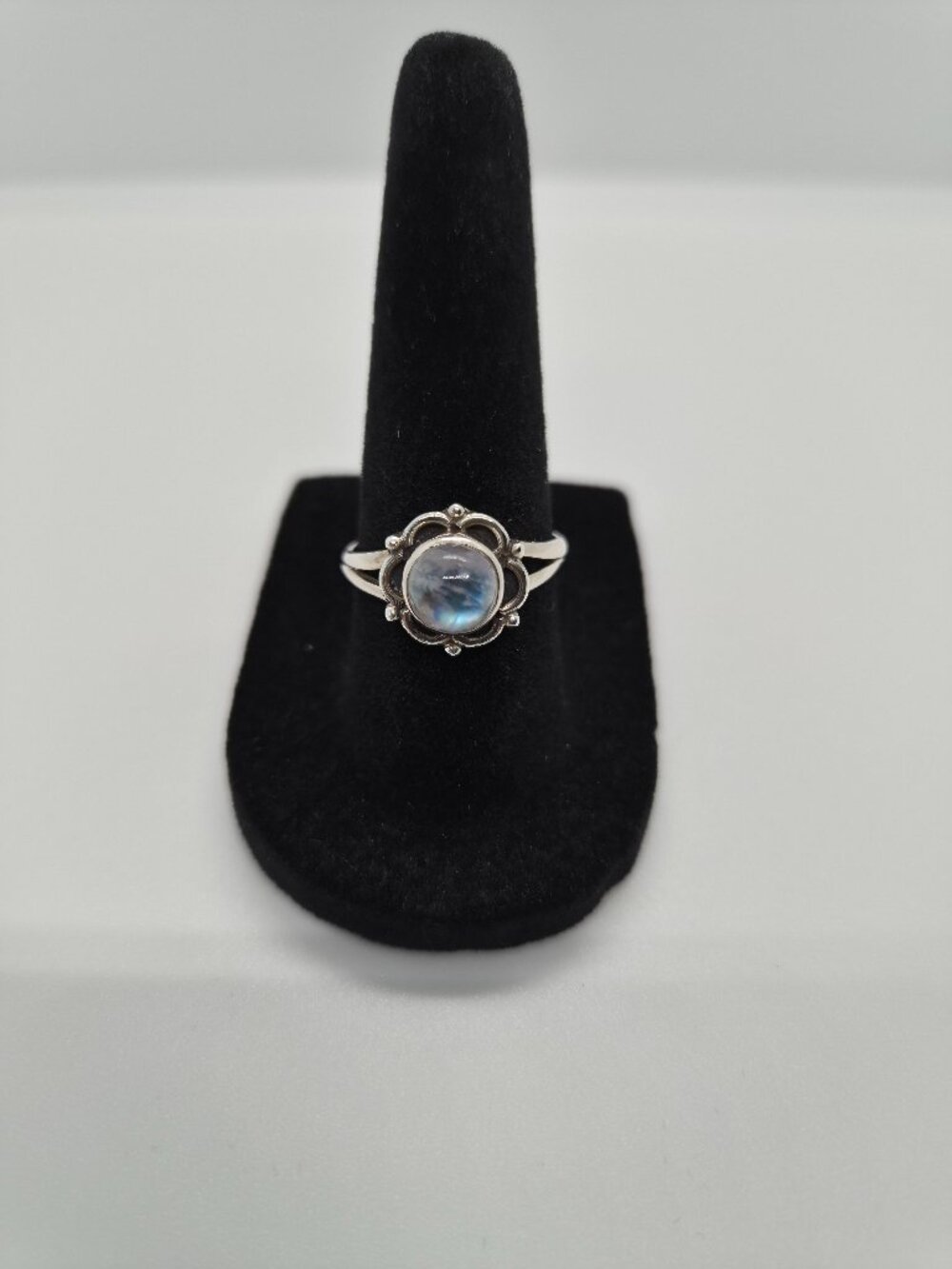 Sterling Silver 925 Moonstone Flower Ring Boho